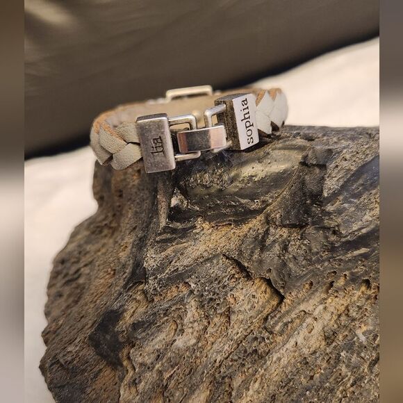 LiaโSophia "Confidant" Gray colour faux leather with cut crystal bracelet - Picture 2 of 4